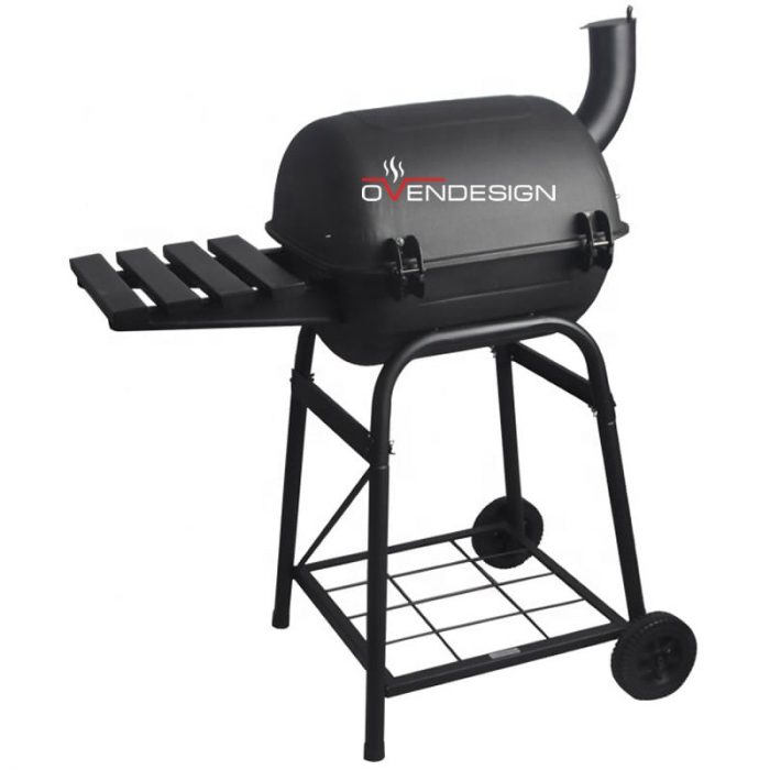 Black Charcoal Barrel BBQ Grill with Chimney-Ovendesigns-(1)1