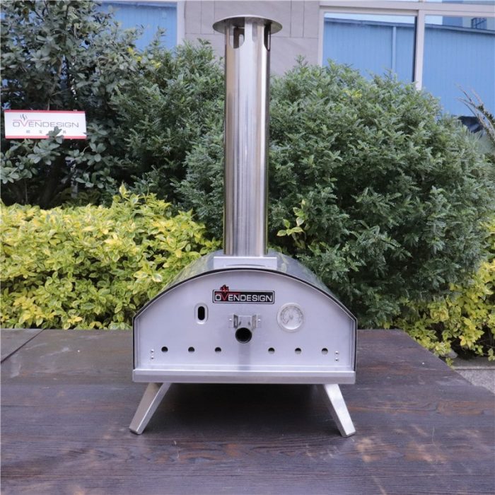 Portable gas powered pizza oven with pull-out drawer