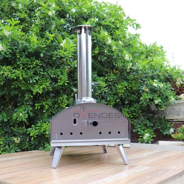 Stainless Steel CharcoalPelletsWood Outdoor Pizza Oven With Pull-Out Drawer (4)