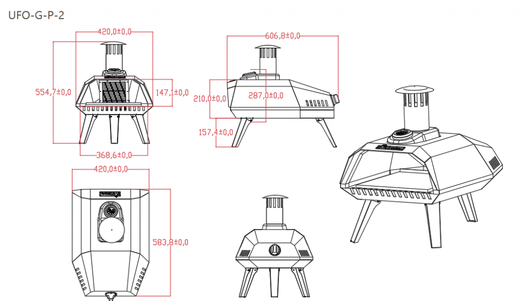 Up-burning Infrared UFO Pizza Oven UFO-G-P-2