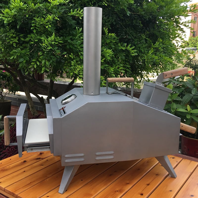 Portable Wood-Fired Outdoor Pizza Oven Rear Heating