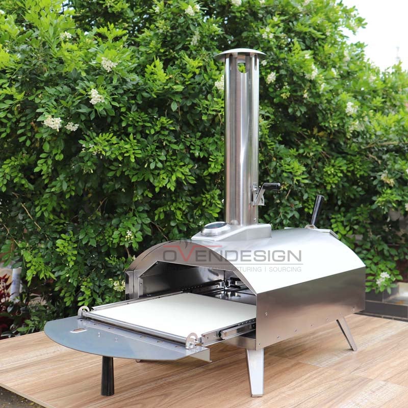 Stainless Steel Charcoal/Pellets/Wood Outdoor Pizza Oven With Pull-Out Drawer, Portable Pizza Oven