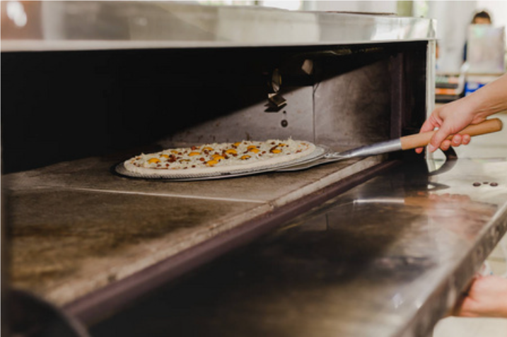with pizza peel